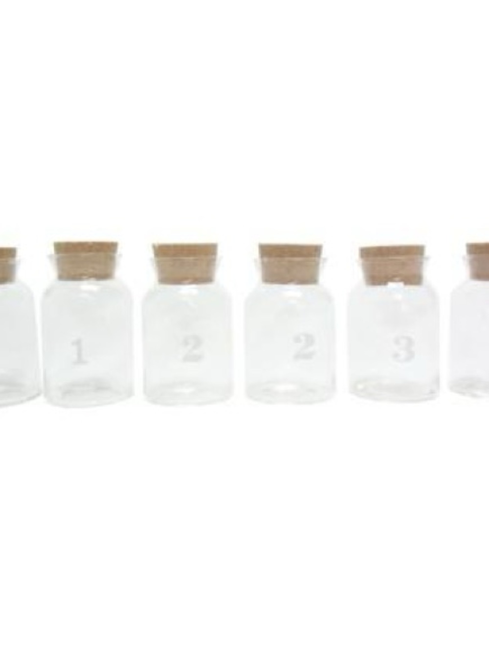 Vintage Threshold Etched Glass Numbered Spice Jars Bottles with Cork Stoppers- 6